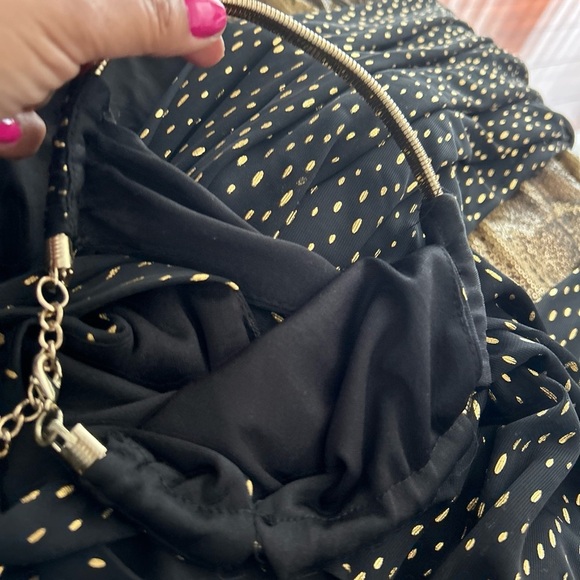 NWT Cache Y2k Halter Black Evening wide leg Jumpsuit Metallic Embellishment  S - Picture 4 of 9